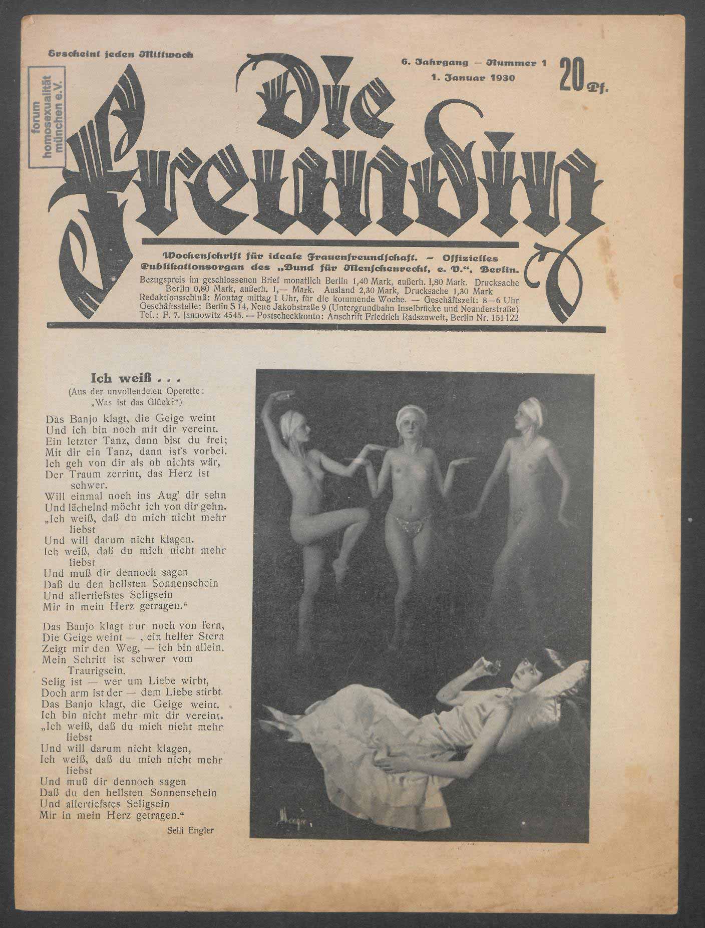 Die Freundin 1930 - Ausgabe 1